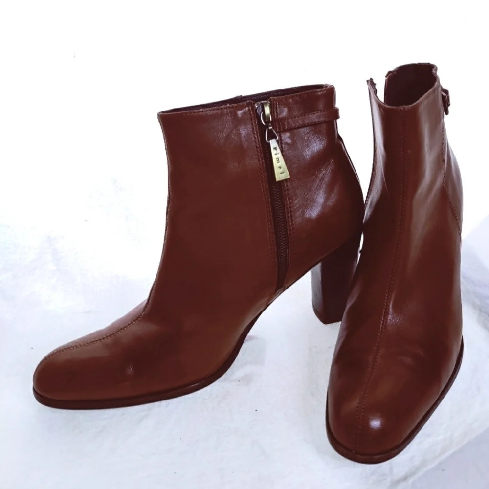 KIMEL Cognac Genuine Leather Booties - Picture 13 of 16